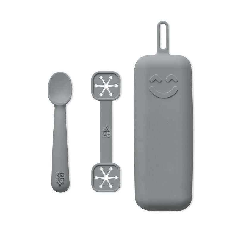 Set Portacubiertos + Cuchara y Sujeta-Baberos de Silicona de Interbaby