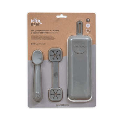 Set Portacubiertos + Cuchara y Sujeta-Baberos de Silicona de Interbaby