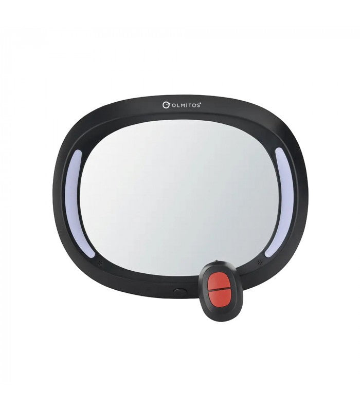 Espejo Retrovisor Redondeado Con Luz Led y  Mando de Olmitos