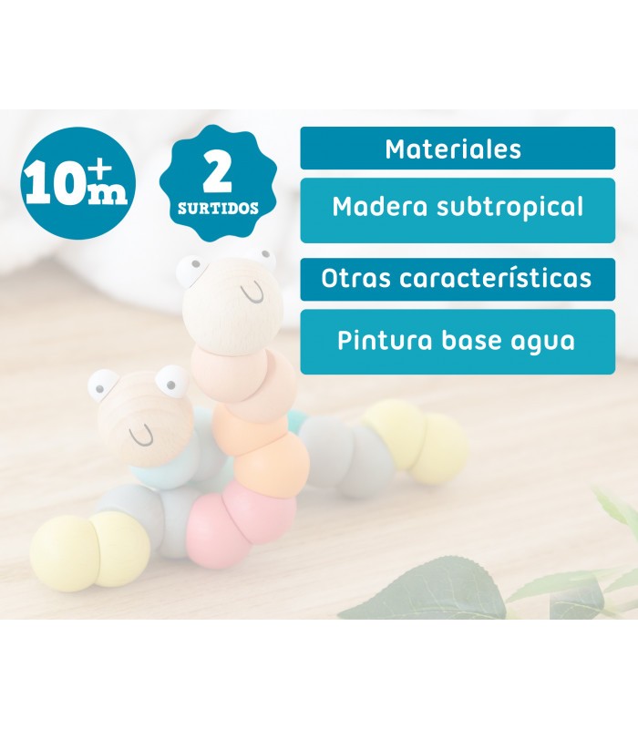 Mordedor Gusanito en Madera de Kiokids