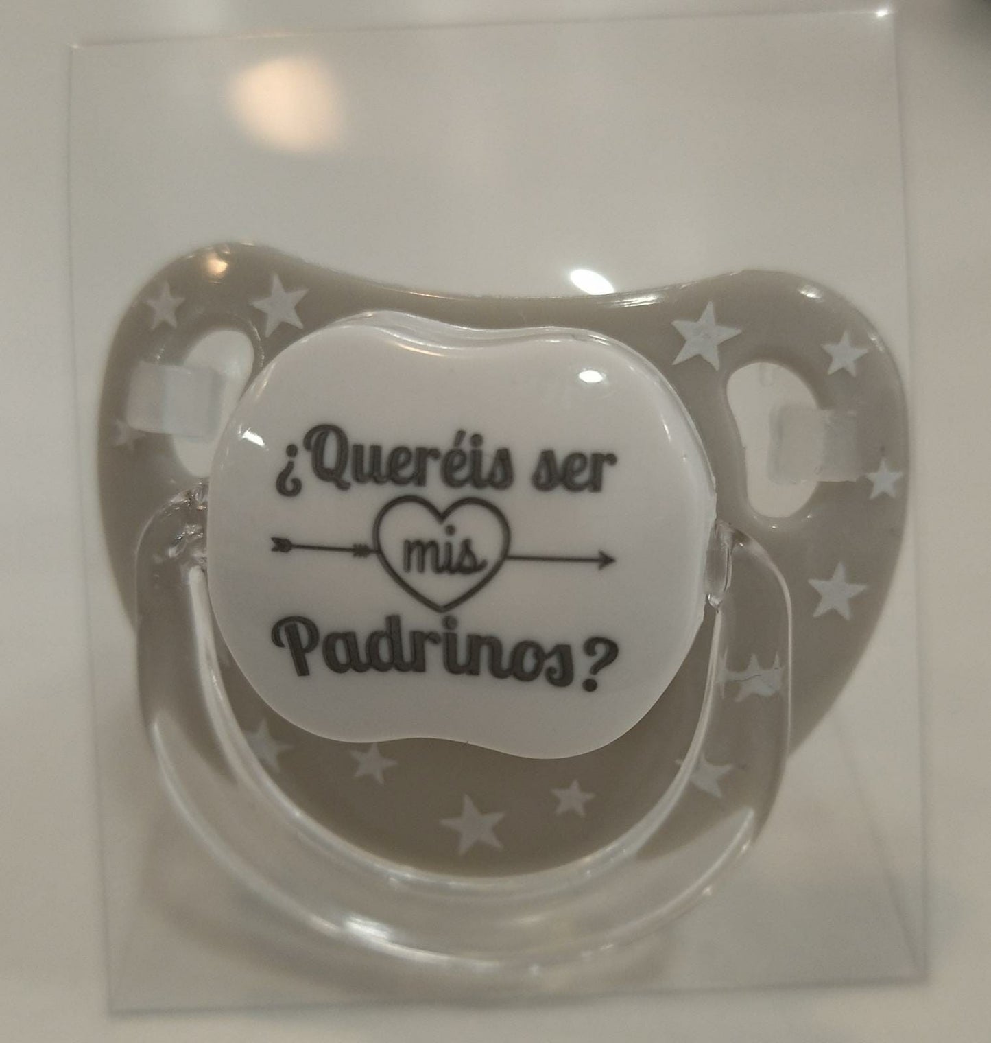 Chupete "¿Queréis ser mis padrinos?" Estrellas 0-6m de Mi pipo