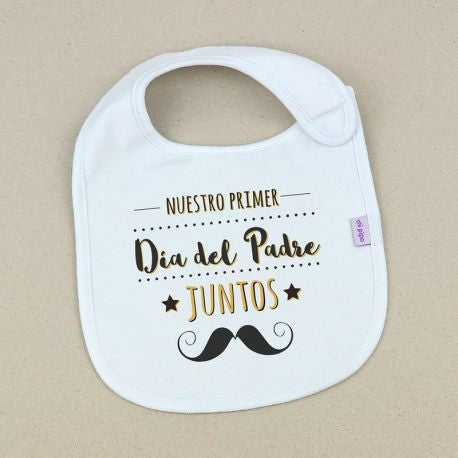 Babero Divertido Nuestro primer día del padre juntos bigote de Mi Pipo