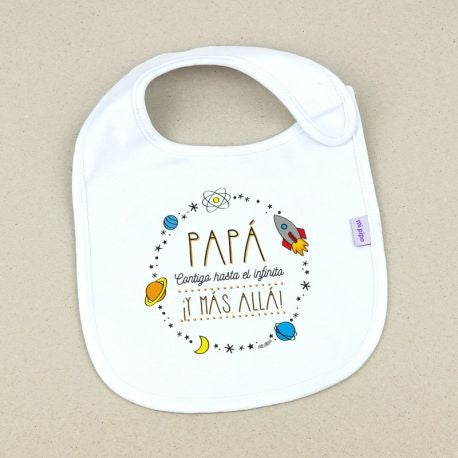Babero Divertido Papá contigo hasta el Infinito ¡y más allá! Planetas de Mi Pipo