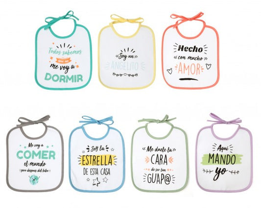 Set de Baberos 7 unidades con "Frases Divertidas" de Kiokids