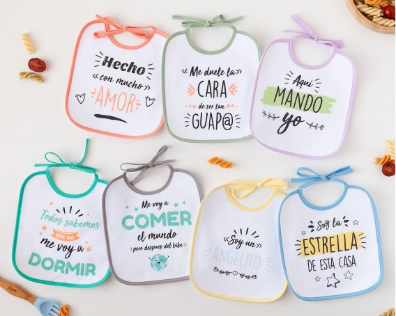 Set de Baberos 7 unidades con "Frases Divertidas" de Kiokids