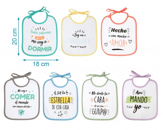 Set de Baberos 7 unidades con "Frases Divertidas" de Kiokids