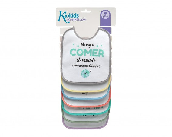 Set de Baberos 7 unidades con "Frases Divertidas" de Kiokids