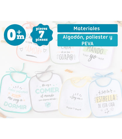 Set de Baberos 7 unidades con "Frases Divertidas" de Kiokids