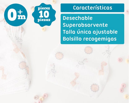 Baberos desechables 10 unidades de Kiokids