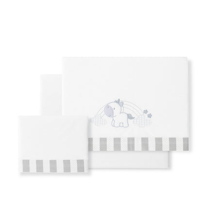 Tríptico minicuna 100% algodón Unicornio Nubes de Interbaby