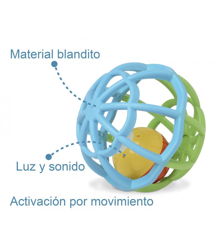 Pelota sonajero blandito con luz y sonido de Kiokids
