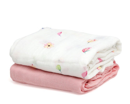 Set 2 Muselinas Flores Bambú de Kiokids