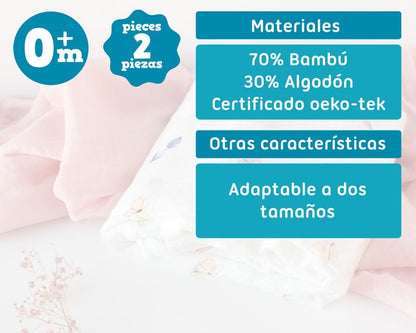 Set 2 Muselinas Flores Bambú de Kiokids
