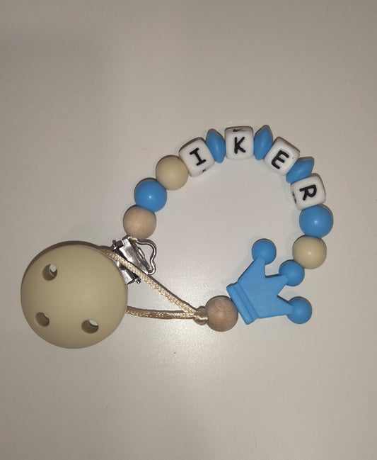 Cadenita Silicona Corona Azul Personalizada Iker de Mi pipo