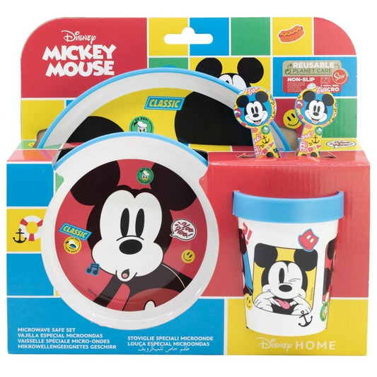 Set Vajilla Infantil Antideslizante Premium Apta Para Microondas De Mickey Mouse Disney