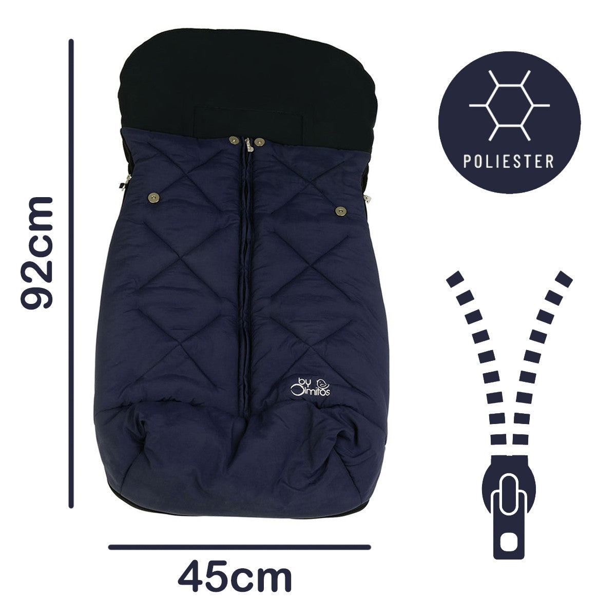 Olmitos – Saco Universal para silla de paseo Polar Extra Suave Azul Oscuro – Térmico y acolchado para cochecito
