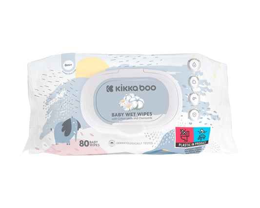 Toallitas húmedas Algodón & Manzanilla 80 unidades con tapa de Kikkaboo
