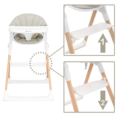 Olmitos – Trona bebe Evolutiva de Madera con Hamaca 2 piezas y reductor – Ajustable y Plegable con Arnés seguridad