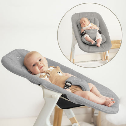 Olmitos – Trona bebe Evolutiva de Madera con Hamaca 2 piezas y reductor – Ajustable y Plegable con Arnés seguridad