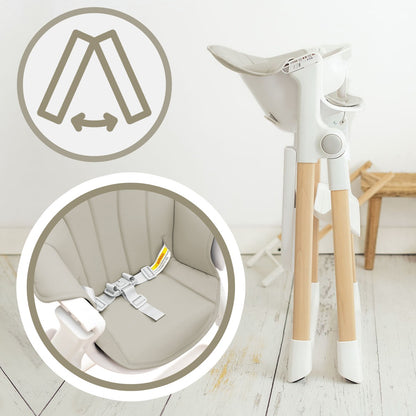 Olmitos – Trona bebe Evolutiva de Madera con Hamaca 2 piezas y reductor – Ajustable y Plegable con Arnés seguridad