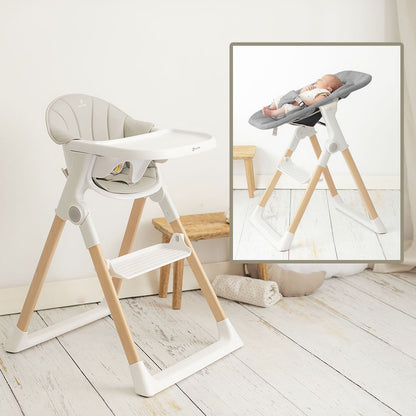Olmitos – Trona bebe Evolutiva de Madera con Hamaca 2 piezas y reductor – Ajustable y Plegable con Arnés seguridad