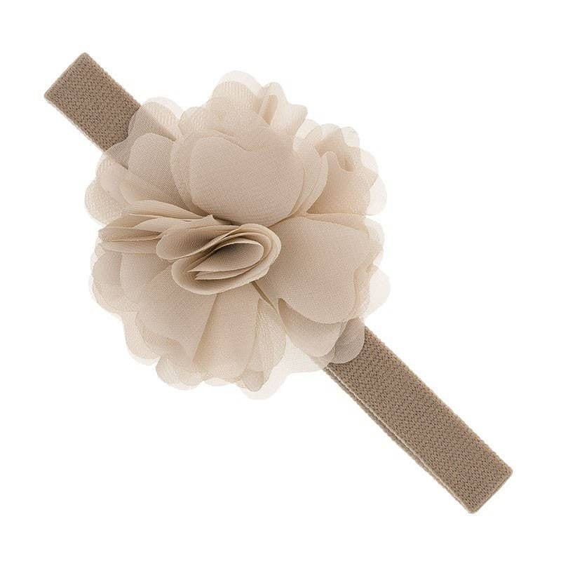 Turbante Bebé con Pétalos de Gasa de Flor mediana de Siena